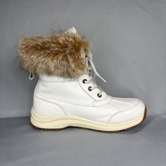 New Womens UGG Snow Boot Adirondack III White Leather Laced Up Fur Cuff $250 10 - Picture 8 of 16